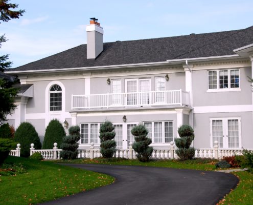 Beautiful mansion in grey and white color